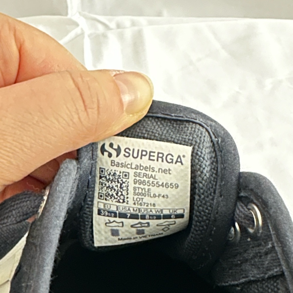 Superga Women's Navy and White Platform Sneakers - Picture 7 of 7